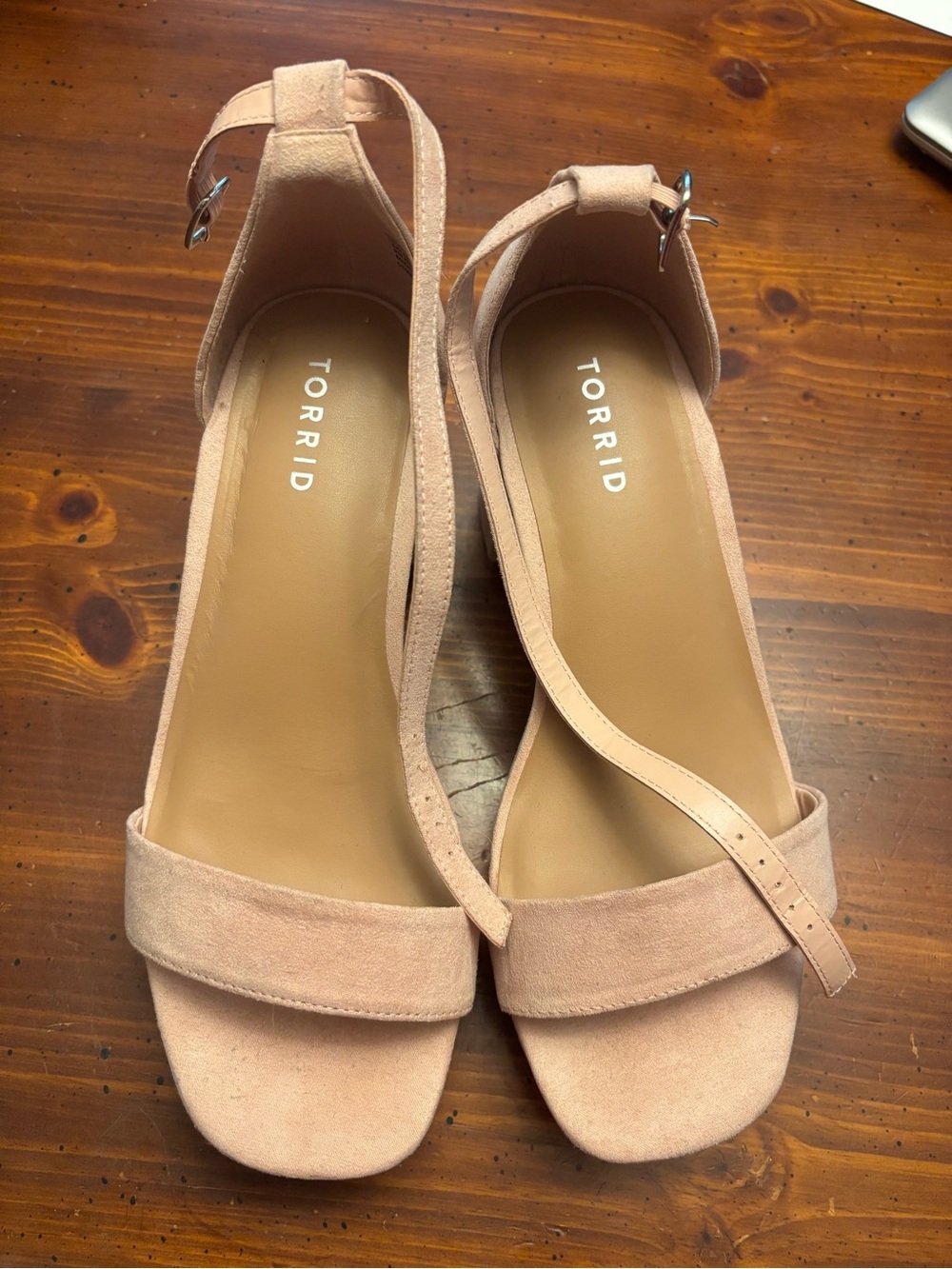 torrid Blush Pink Suede Ankle Strap Block Heel Sandals